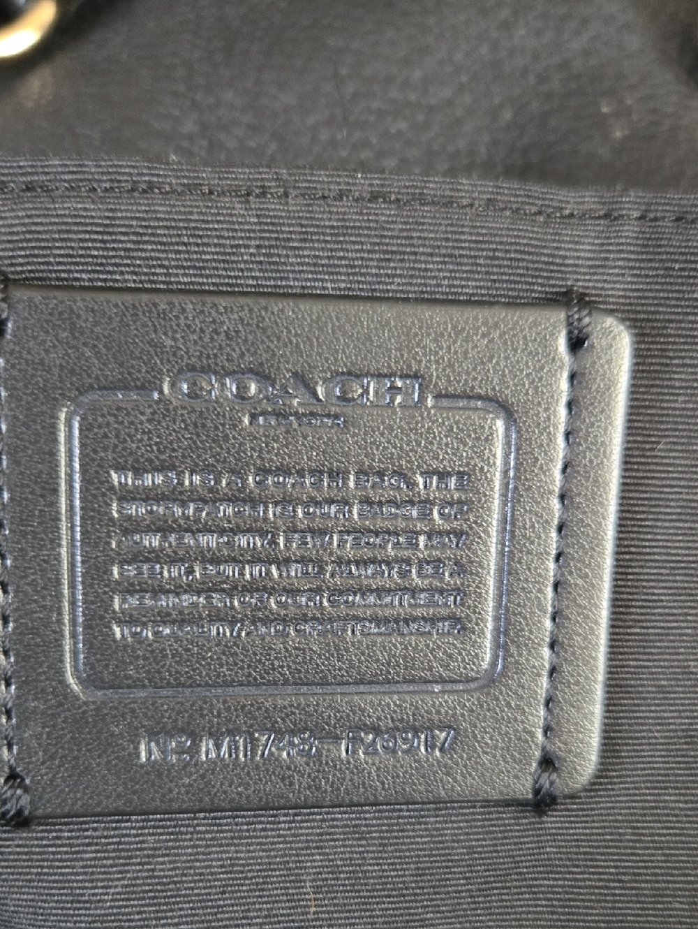 Coach Black Pebbled Leather Tote with Gold Hardware And Coach Cherry Zipper Pull - Picture 7 of 9